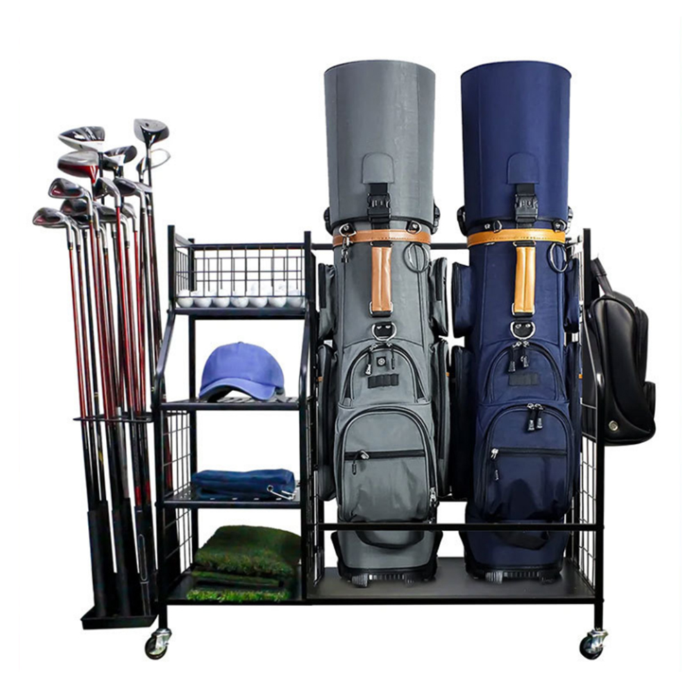 Sports Equipment Organizer Rack - ゴルフバッグ収納ガレージオーガナイザーラック 2 スポーツバッグやその他のゴルフアクセサリーに適合 ゴルフ用品スタンド ラージデザイン