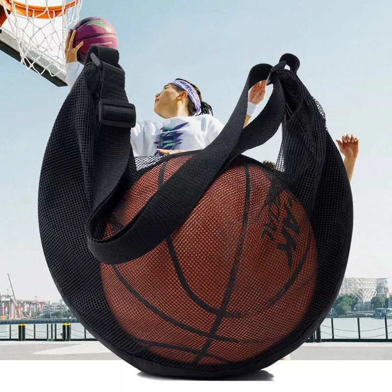 Sports Equipment For Volleyball - ポータブルバスケットボール収納バッグバレーボールサッカーバッグボール用シングルショルダーバッグアウトドアスポーツ用品収納メッシュバッグ