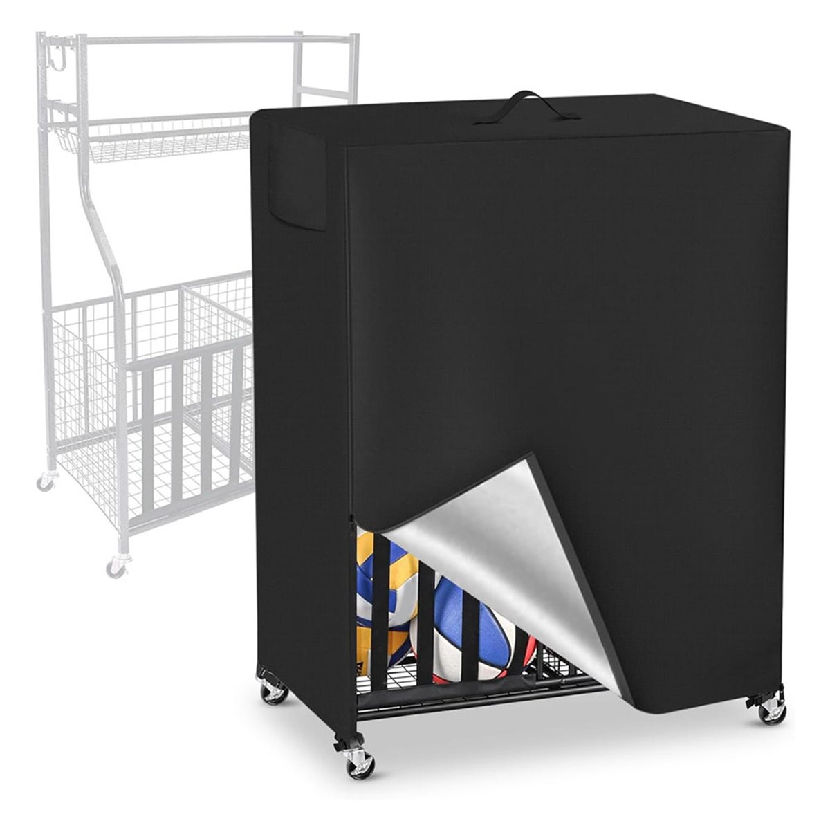 Sports Equipment Organizer Rack - バスケットボールラックカバー ガレージ スポーツ用品オーガナイザーカバー ボール収納ラック用 防水・防塵バッグ