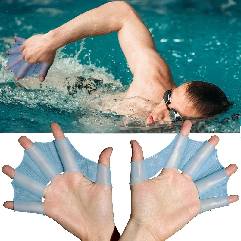 Sports Equipment 5 Years Old - シリコーン水泳フィンフリッパー男性女性子供水泳プールスポーツプロフェッショナルトレーニングフィンガーハンド水かき手袋パドル機器
