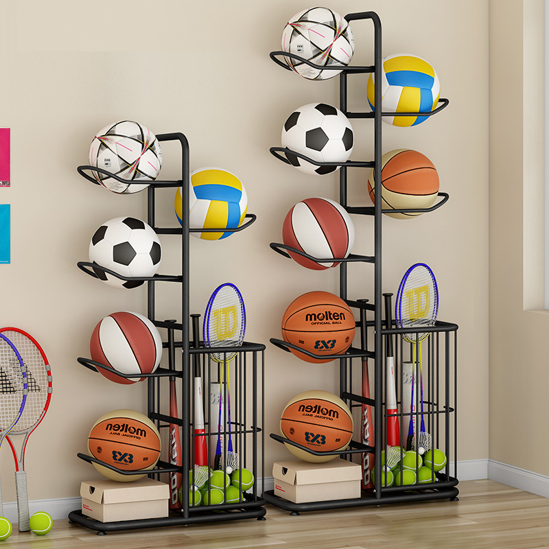 Sports Equipment For Volleyball - スポーツボール収納ラックバスケットボールバドミントンバレーボール自立型スポーツ用品オーガナイザーボールホルダー家庭用屋内用