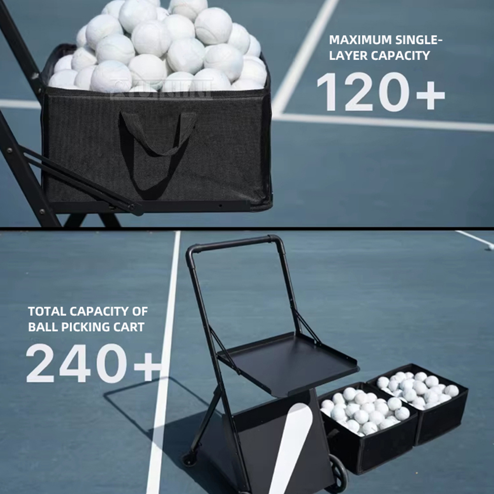 ポータブルテニスボール回収機コレクターピックアップカート折り - Sports Equipment Cart のレビューと価格