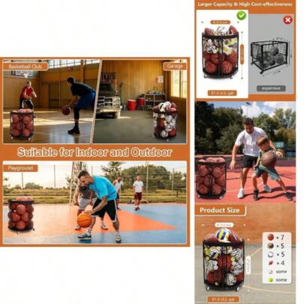 頑丈なボール収納カート（サッカー、バスケットボール、バレーボ - Sports Equipment For Volleyball のレビューと価格