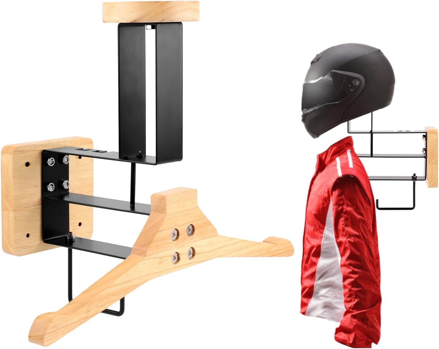 ​ オートバイヘルメットホルダー壁掛け木製ハンガーフックヘル - Sports Equipment Organizer Rack のレビューと価格