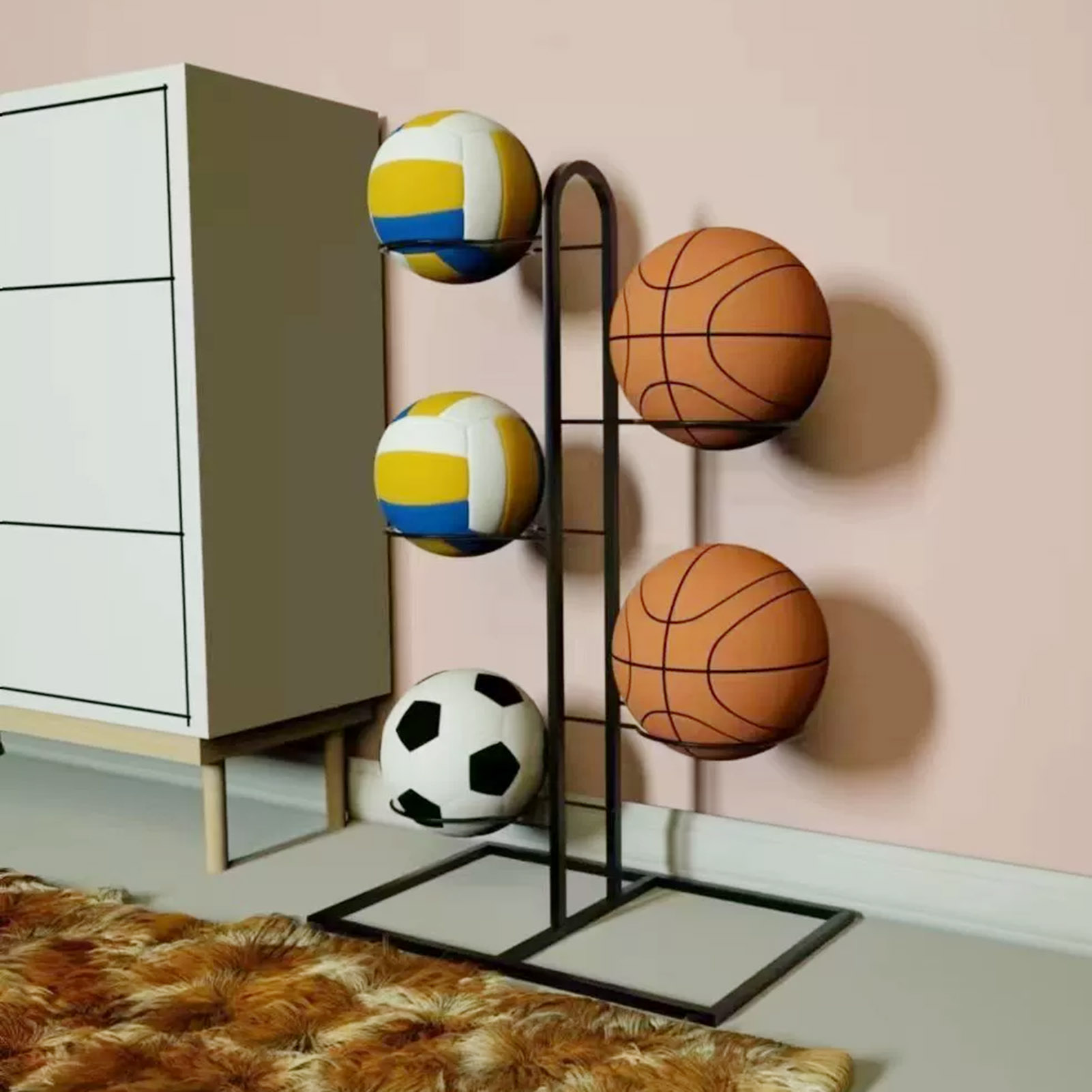 折りたたみ式バスケットボールラック多層収納オーガナイザーバス - Sports Equipment Organizer Rack のレビューと価格