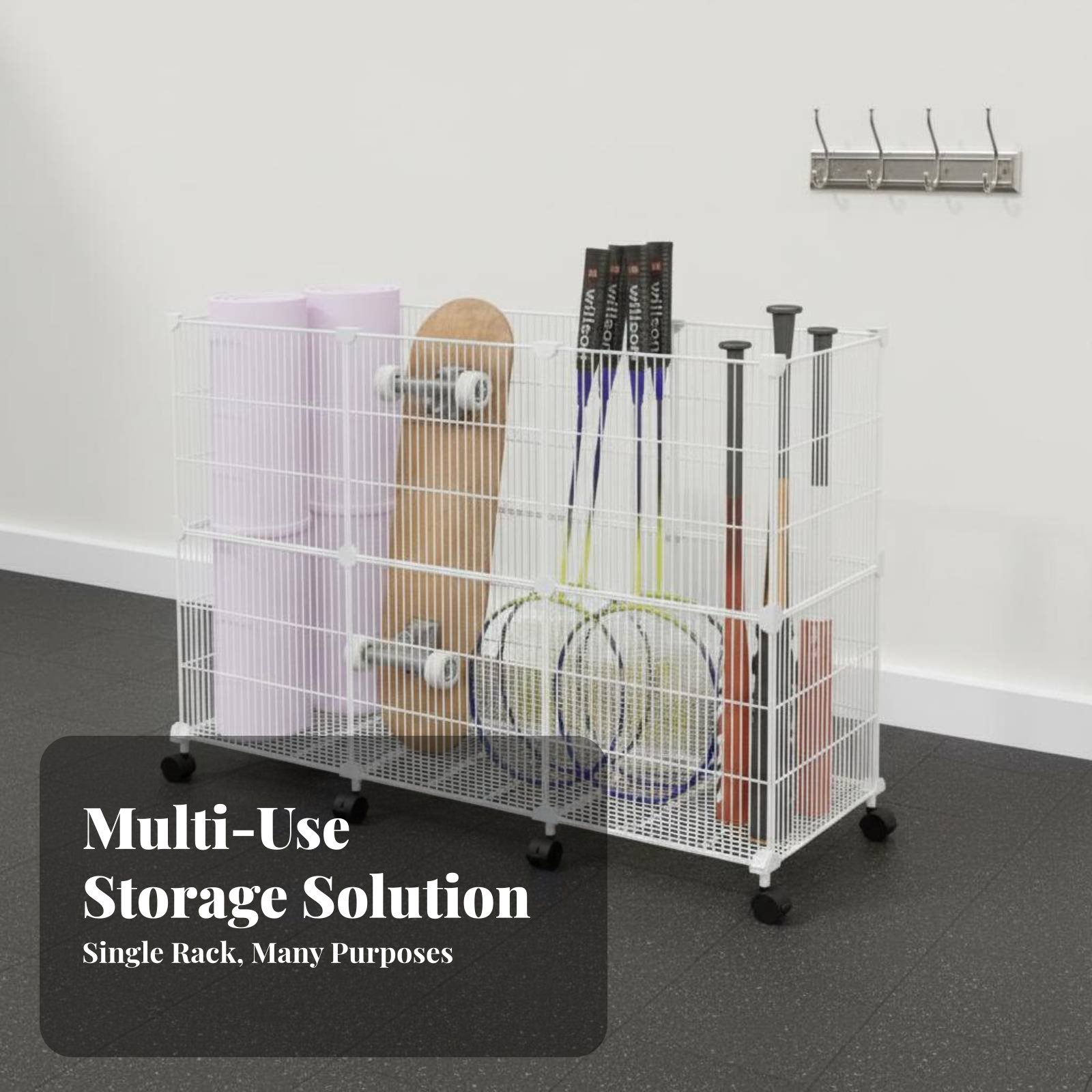 スポーツ用品収納カート 頑丈なスポーツギアオーガナイザーラッ - Sports Equipment Cart のレビューと価格